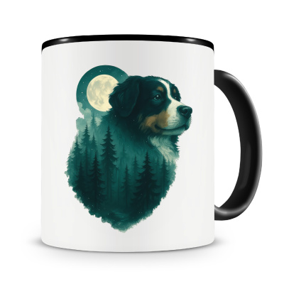 Tasse mit dem Motiv Berner Sennenhund im Mondwald