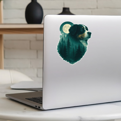 Berner Sennenhund im Mondwald Aufkleber Bunt - Ansicht 5