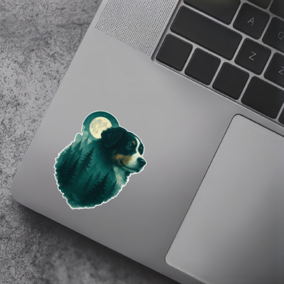 Berner Sennenhund im Mondwald Aufkleber Bunt - Ansicht 7