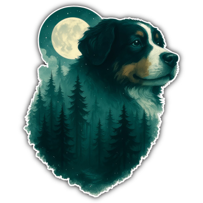 Wandtattoo  Berner Sennenhund im Mondwald 