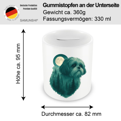 Spardose mit dem Motiv Shih-Tzu im Mondwald - Ansicht 2