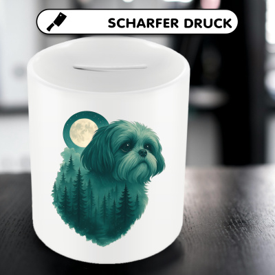 Spardose mit dem Motiv Shih-Tzu im Mondwald - Ansicht 5