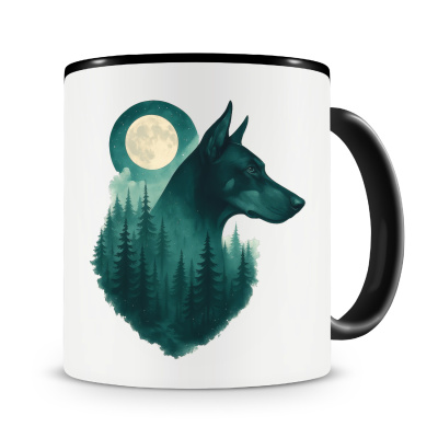 Tasse mit dem Motiv Dobermann im Mondwald