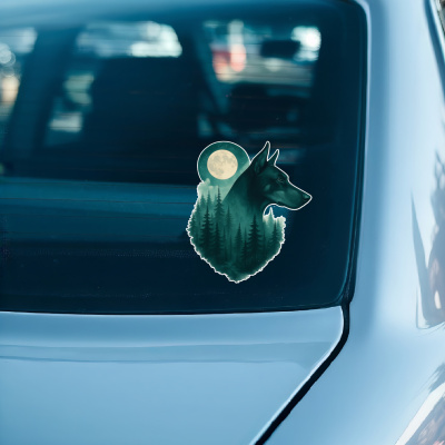 Dobermann im Mondwald Aufkleber Bunt - Ansicht 3