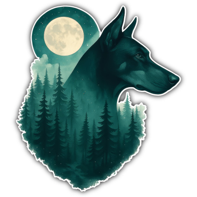 Wandtattoo  Dobermann im Mondwald 