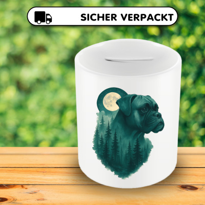 Spardose mit dem Motiv Boxer im Mondwald - Ansicht 4