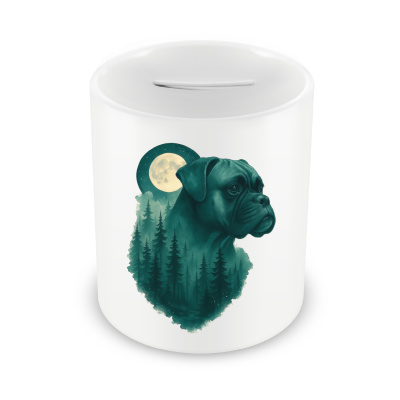 Spardose mit dem Motiv Boxer im Mondwald