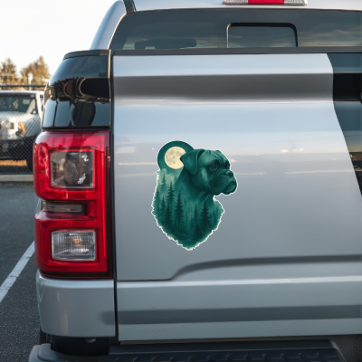 Boxer im Mondwald Aufkleber Bunt - Ansicht 2