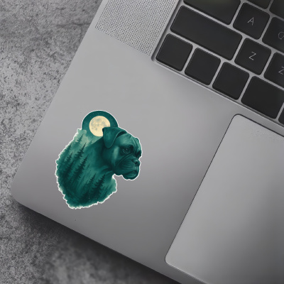 Boxer im Mondwald Aufkleber Bunt - Ansicht 7