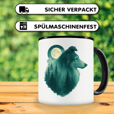 Tasse mit dem Motiv Collie im Mondwald - Ansicht 4