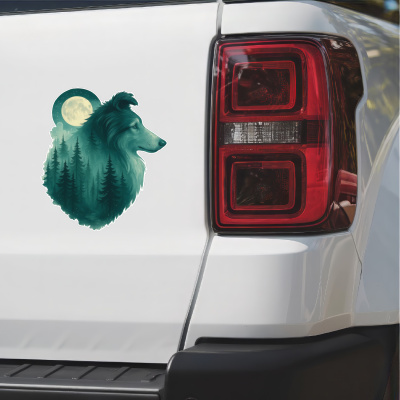 Collie im Mondwald Aufkleber Bunt - Ansicht 2