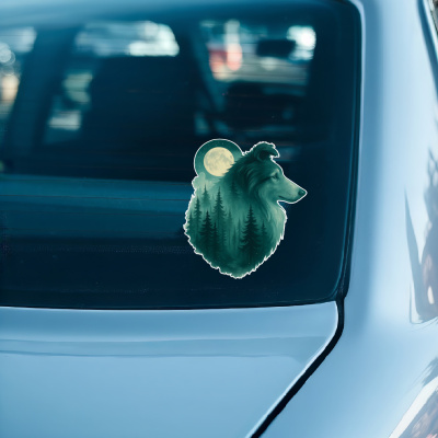 Collie im Mondwald Aufkleber Bunt - Ansicht 3