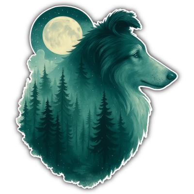 Wandtattoo  Collie im Mondwald 