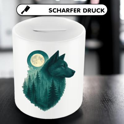 Spardose mit dem Motiv Akita im Mondwald - Ansicht 5