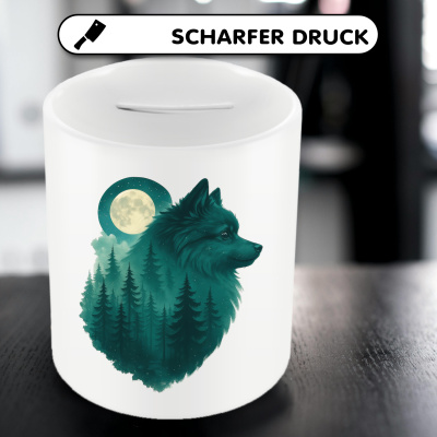 Spardose mit dem Motiv Deutscher Spitz im Mondwald - Ansicht 5