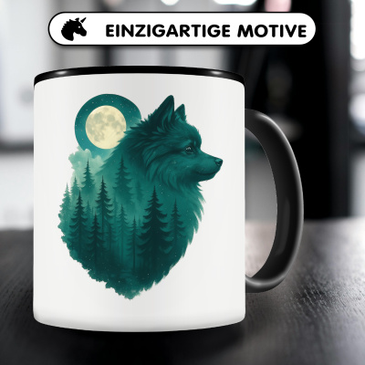 Tasse mit dem Motiv Deutscher Spitz im Mondwald - Ansicht 3