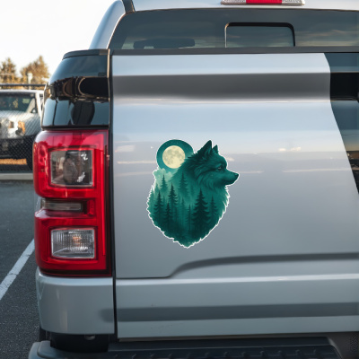 Deutscher Spitz im Mondwald Aufkleber Bunt - Ansicht 2