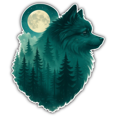 Wandtattoo  Deutscher Spitz im Mondwald 