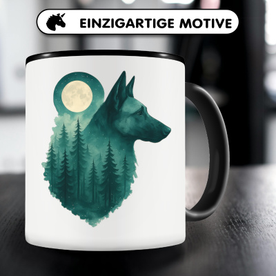 Tasse mit dem Motiv Malinois im Mondwald - Ansicht 3