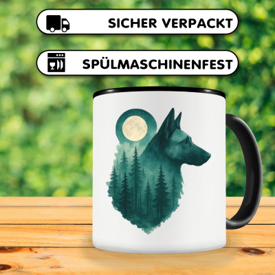 Tasse mit dem Motiv Malinois im Mondwald - Ansicht 4