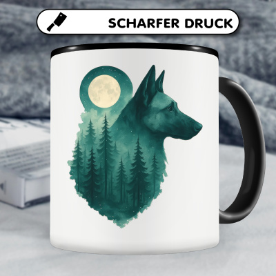 Tasse mit dem Motiv Malinois im Mondwald - Ansicht 5