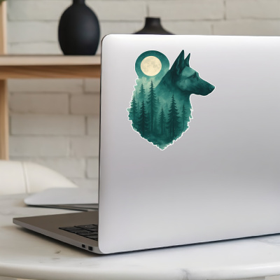 Malinois im Mondwald Aufkleber Bunt - Ansicht 5