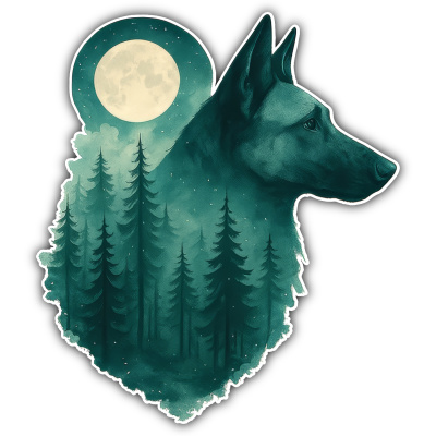 Wandtattoo  Malinois im Mondwald 