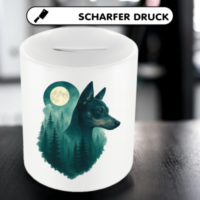 Spardose mit dem Motiv Zwergpinscher im Mondwald - Ansicht 5