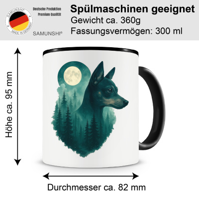 Tasse mit dem Motiv Zwergpinscher im Mondwald - Ansicht 2
