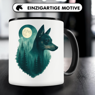 Tasse mit dem Motiv Zwergpinscher im Mondwald - Ansicht 3