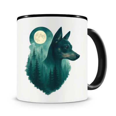 Tasse mit dem Motiv Zwergpinscher im Mondwald