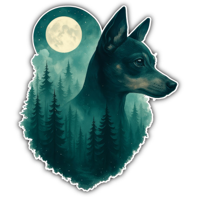 Wandtattoo  Zwergpinscher im Mondwald 