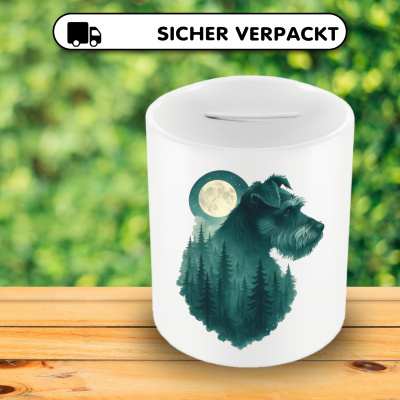 Spardose mit dem Motiv Zwergschnauzer im Mondwald - Ansicht 4