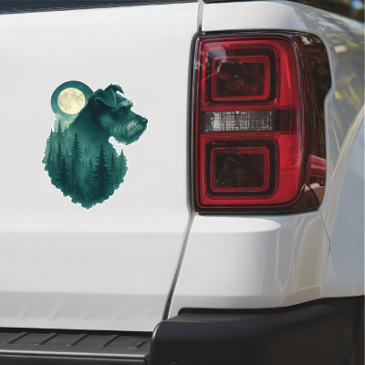 Zwergschnauzer im Mondwald Aufkleber Bunt - Ansicht 2