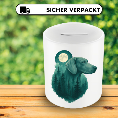 Spardose mit dem Motiv Weimaraner im Mondwald - Ansicht 4