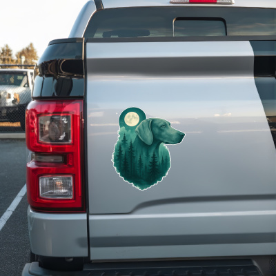 Weimaraner im Mondwald Aufkleber Bunt - Ansicht 2
