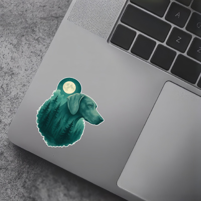 Weimaraner im Mondwald Aufkleber Bunt - Ansicht 7