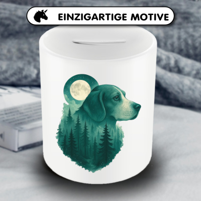Spardose mit dem Motiv Beagle im Mondwald - Ansicht 3