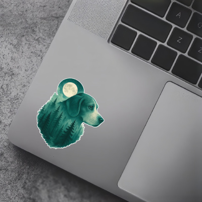 Beagle im Mondwald Aufkleber Bunt - Ansicht 7