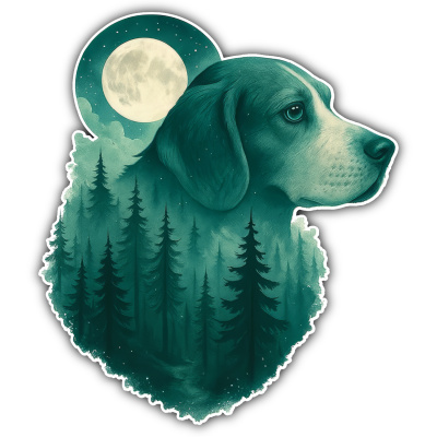 Wandtattoo  Beagle im Mondwald 