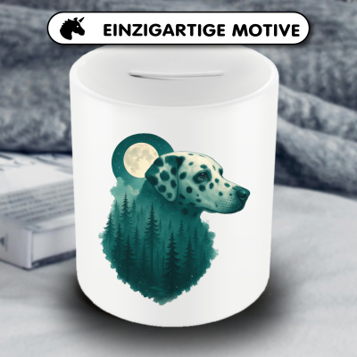 Spardose mit dem Motiv Dalmatiner im Mondwald - Ansicht 3