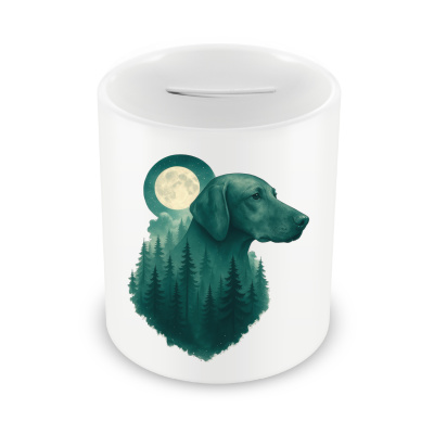 Spardose mit dem Motiv Magyar Vizsla im Mondwald