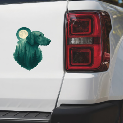 Magyar Vizsla im Mondwald Aufkleber Bunt - Ansicht 2