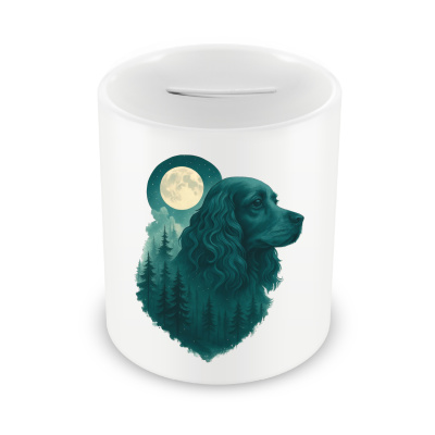 Spardose mit dem Motiv Cocker Spaniel im Mondwald
