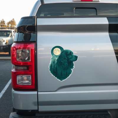 Cocker Spaniel im Mondwald Aufkleber Bunt - Ansicht 2