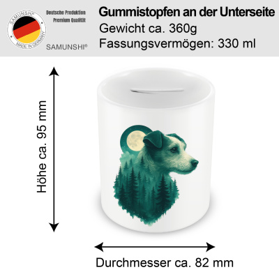 Spardose mit dem Motiv Parson Russell Terrier im Mondwald - Ansicht 2