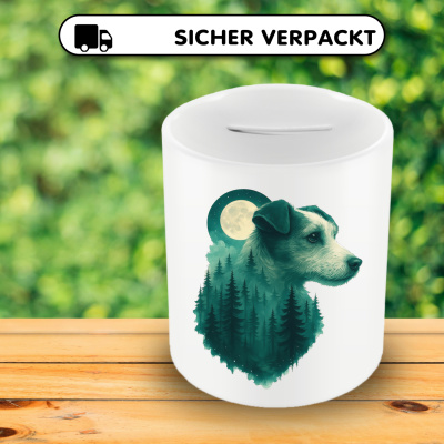 Spardose mit dem Motiv Parson Russell Terrier im Mondwald - Ansicht 4