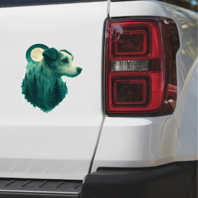 Parson Russell Terrier im Mondwald Aufkleber Bunt - Ansicht 2