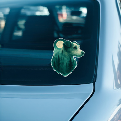 Parson Russell Terrier im Mondwald Aufkleber Bunt - Ansicht 3