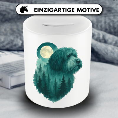 Spardose mit dem Motiv Tibet Terrier im Mondwald - Ansicht 3